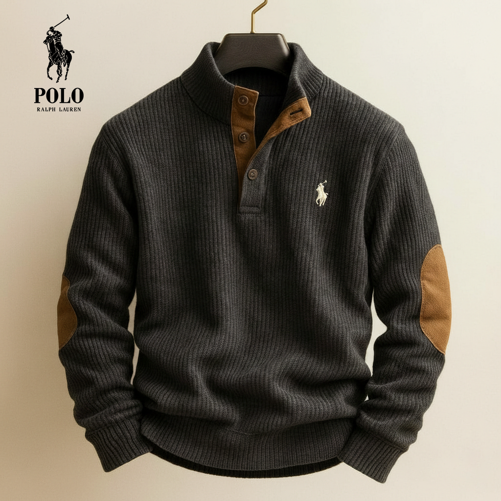Contrast Panel Knit Henley Sweater | Clearance Sale